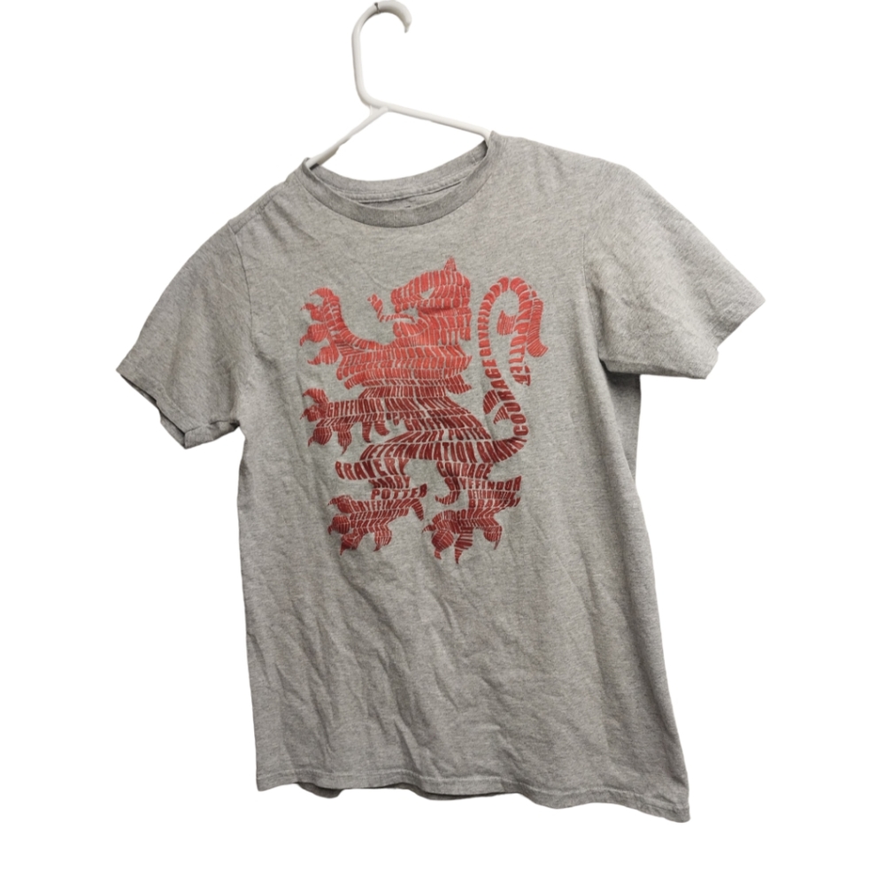 Unisex large Harry Potter gryffindor tee-shirt. Youth, Gray with ombre lion.